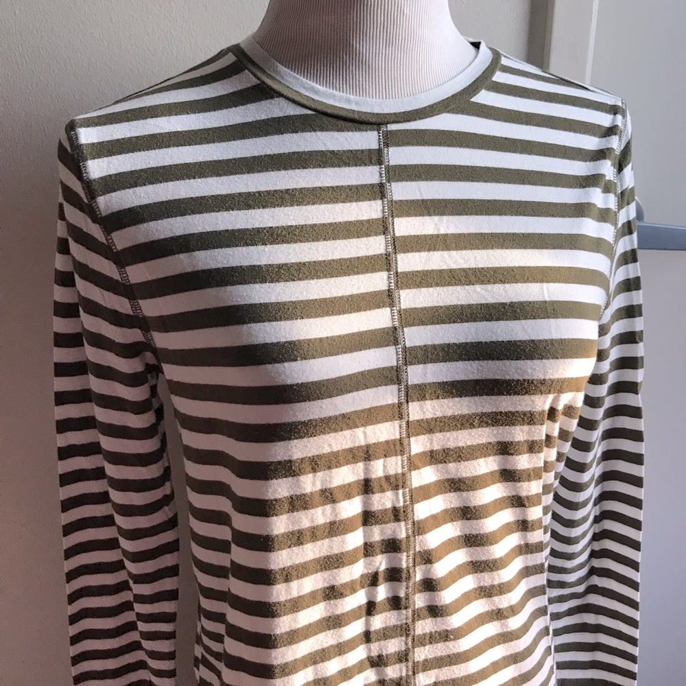 Banana Republic Olive and White Striped Top S/P
